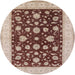 Round Mid-Century Modern Brown Oriental Rug, urb941