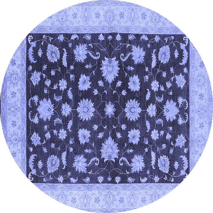 Round Oriental Blue Industrial Rug, urb941blu