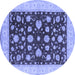 Round Oriental Blue Industrial Rug, urb941blu