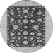 Round Machine Washable Oriental Gray Industrial Rug, wshurb941gry