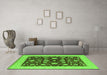 Machine Washable Oriental Green Industrial Area Rugs in a Living Room,, wshurb941grn