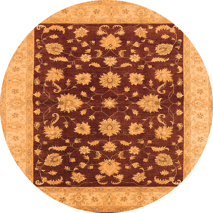 Round Oriental Orange Industrial Rug, urb941org