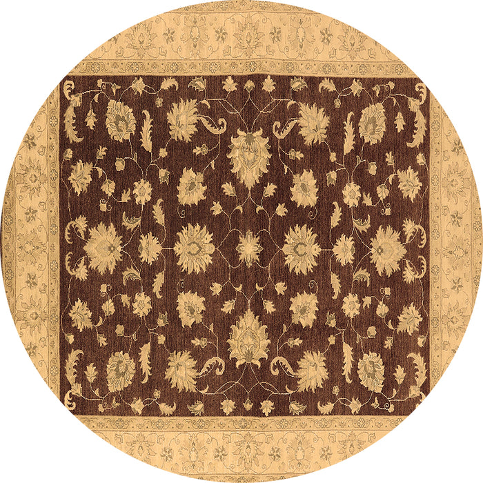 Round Machine Washable Oriental Brown Industrial Rug, wshurb941brn