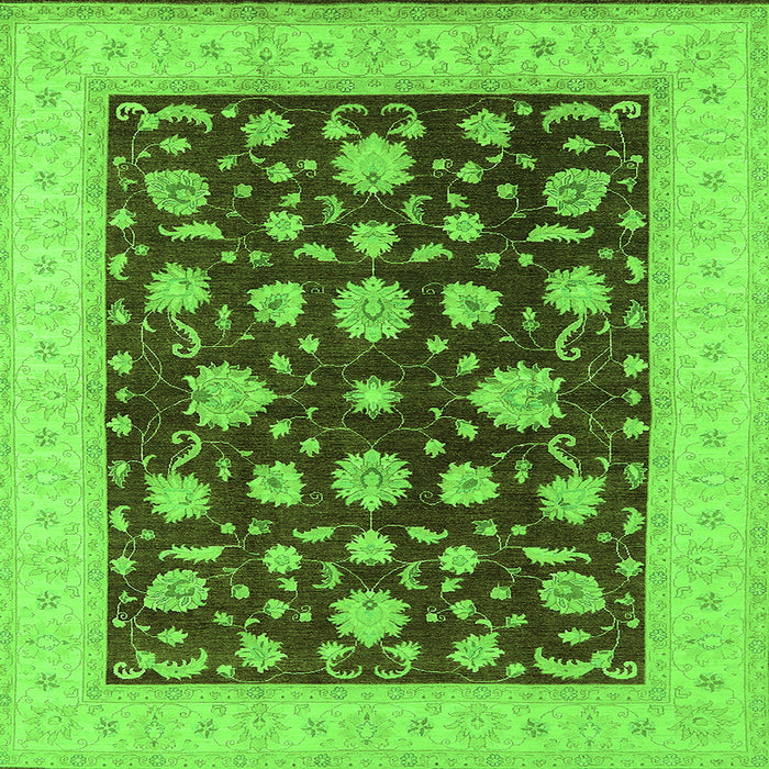 Square Machine Washable Oriental Green Industrial Area Rugs, wshurb941grn