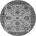 Round Machine Washable Oriental Gray Industrial Rug, wshurb942gry