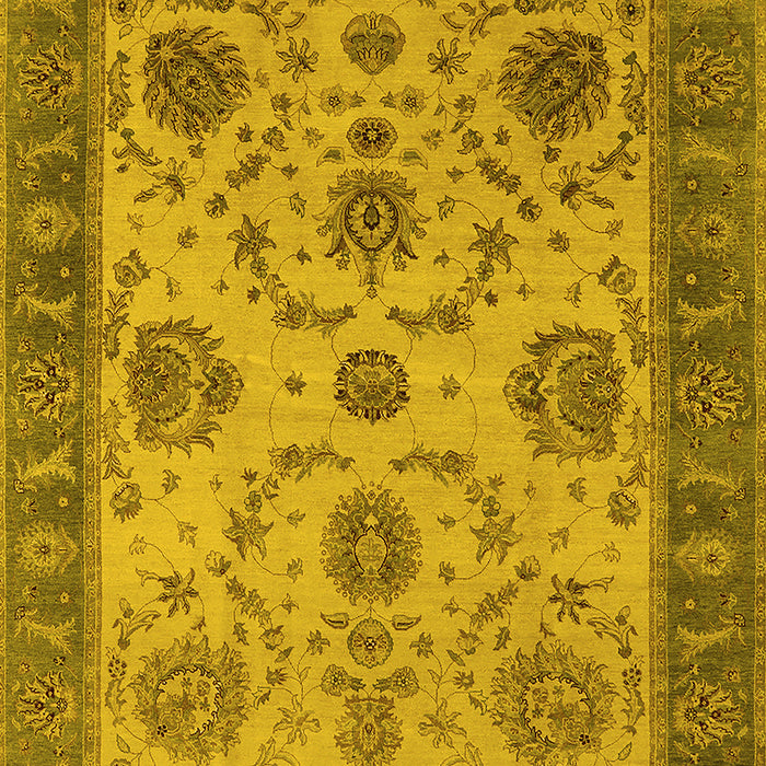Machine Washable Oriental Yellow Industrial Rug, wshurb942yw