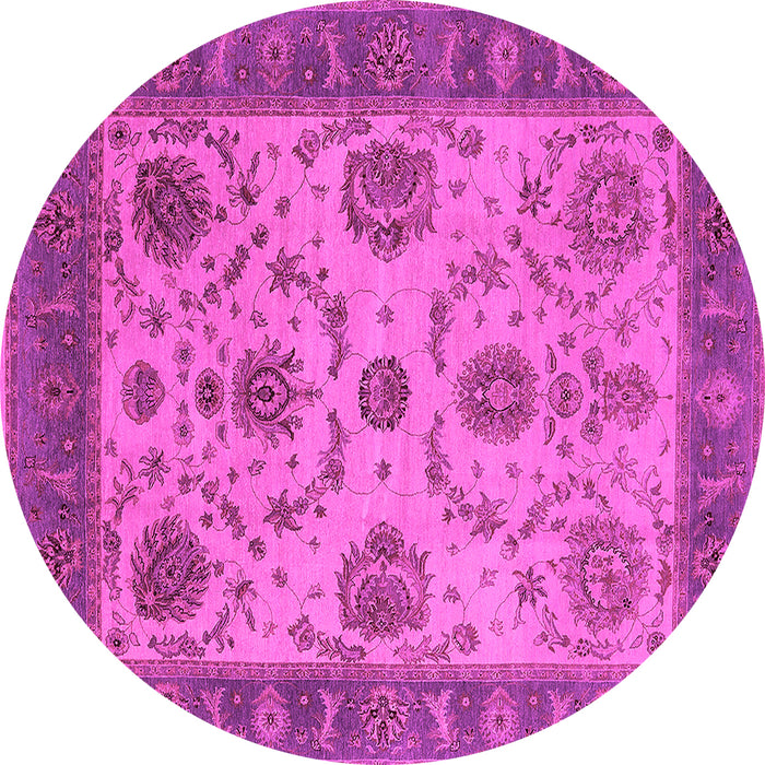 Round Machine Washable Oriental Pink Industrial Rug, wshurb942pnk