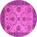 Round Machine Washable Oriental Pink Industrial Rug, wshurb942pnk