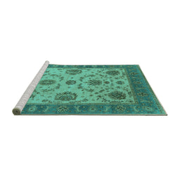Sideview of Machine Washable Oriental Turquoise Industrial Area Rugs, wshurb942turq