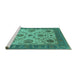 Sideview of Machine Washable Oriental Turquoise Industrial Area Rugs, wshurb942turq