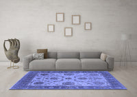 Machine Washable Oriental Blue Industrial Rug, wshurb942blu