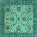 Square Machine Washable Oriental Turquoise Industrial Area Rugs, wshurb942turq
