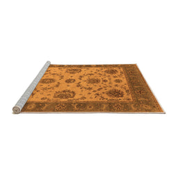 Sideview of Machine Washable Oriental Orange Industrial Area Rugs, wshurb942org