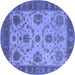 Round Oriental Blue Industrial Rug, urb942blu