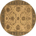 Round Oriental Brown Industrial Rug, urb942brn