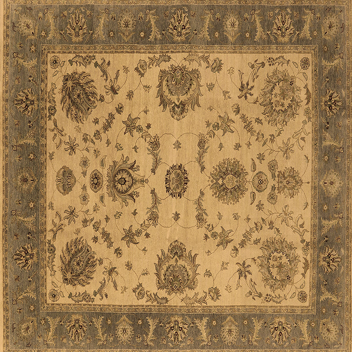Square Machine Washable Oriental Brown Industrial Rug, wshurb942brn