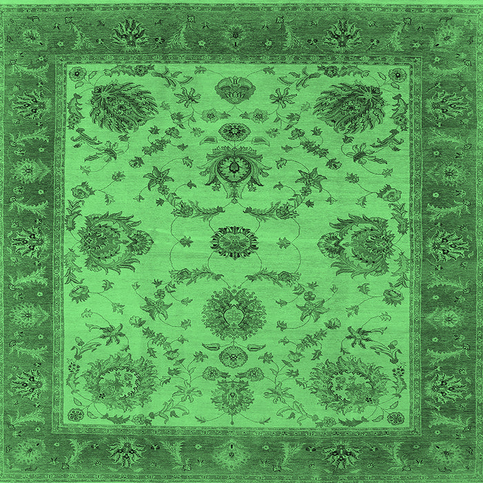 Square Machine Washable Oriental Emerald Green Industrial Area Rugs, wshurb942emgrn