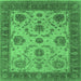 Square Machine Washable Oriental Emerald Green Industrial Area Rugs, wshurb942emgrn