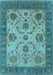 Machine Washable Oriental Light Blue Industrial Rug, wshurb942lblu