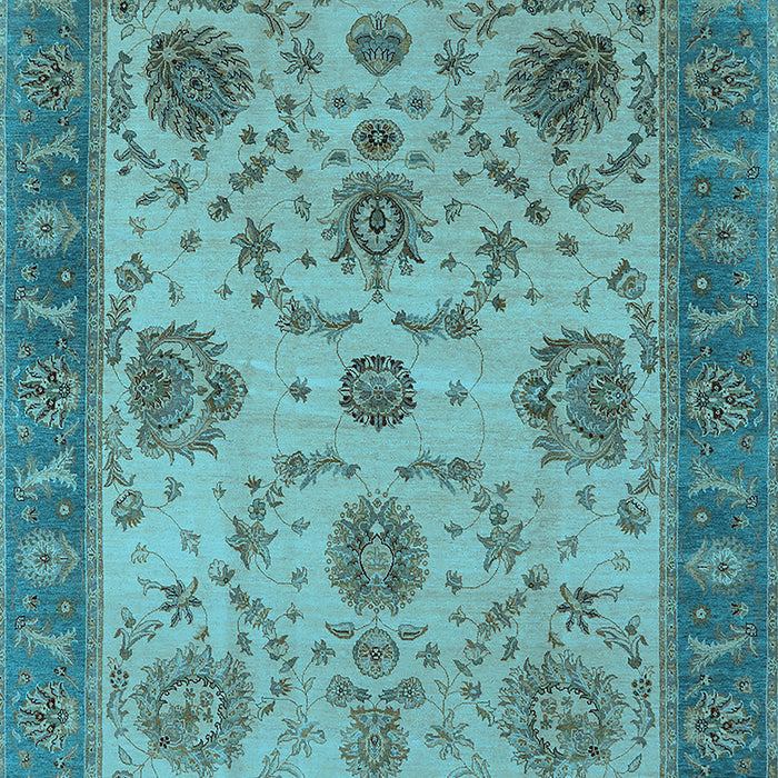 Machine Washable Oriental Light Blue Industrial Rug, wshurb942lblu