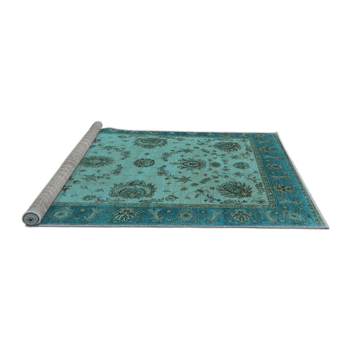 Sideview of Machine Washable Oriental Light Blue Industrial Rug, wshurb942lblu