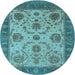 Round Oriental Light Blue Industrial Rug, urb942lblu