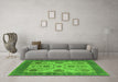 Machine Washable Oriental Green Industrial Area Rugs in a Living Room,, wshurb942grn