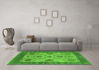 Machine Washable Oriental Green Industrial Rug, wshurb942grn