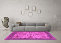 Machine Washable Oriental Pink Industrial Rug, wshurb942pnk