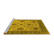 Sideview of Machine Washable Oriental Yellow Industrial Rug, wshurb942yw