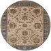 Round Mid-Century Modern Camel Brown Oriental Rug, urb942