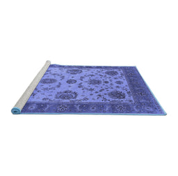 Sideview of Machine Washable Oriental Blue Industrial Rug, wshurb942blu