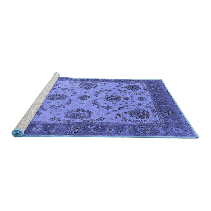 Sideview of Machine Washable Oriental Blue Industrial Rug, wshurb942blu