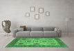 Machine Washable Oriental Emerald Green Industrial Area Rugs in a Living Room,, wshurb942emgrn