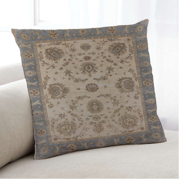 Lifestyle Image of Mid-Century Modern Urban Square Camel Brown Throw Pillow, 18 inch by 18 inch, pwurb942