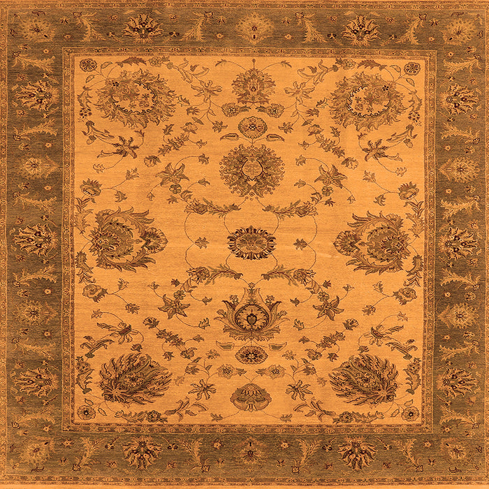 Square Machine Washable Oriental Orange Industrial Area Rugs, wshurb942org