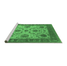 Sideview of Machine Washable Oriental Emerald Green Industrial Area Rugs, wshurb942emgrn