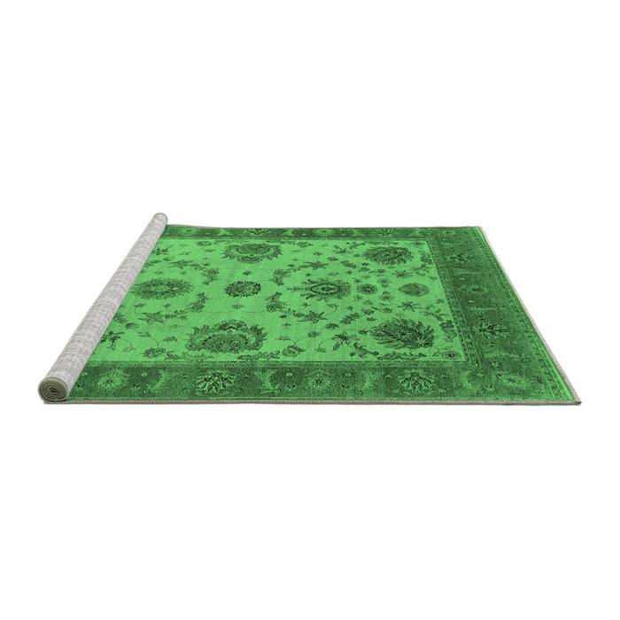Sideview of Machine Washable Oriental Emerald Green Industrial Area Rugs, wshurb942emgrn