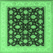 Square Machine Washable Oriental Emerald Green Industrial Area Rugs, wshurb943emgrn