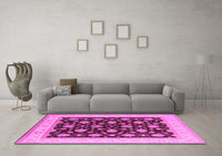 Machine Washable Oriental Pink Industrial Rug, wshurb943pnk