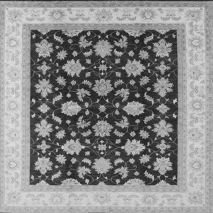 Square Machine Washable Oriental Gray Industrial Rug, wshurb943gry