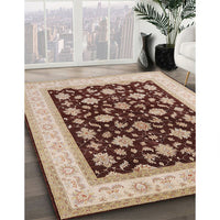 Mid-Century Modern Brown Oriental Rug, urb943