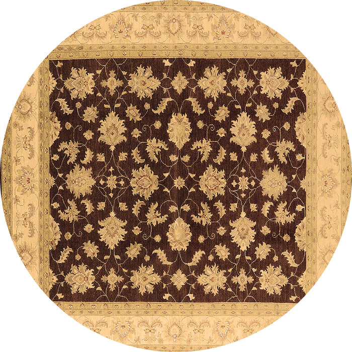 Round Oriental Brown Industrial Rug, urb943brn