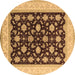 Round Oriental Brown Industrial Rug, urb943brn