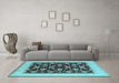 Machine Washable Oriental Light Blue Industrial Rug in a Living Room, wshurb943lblu