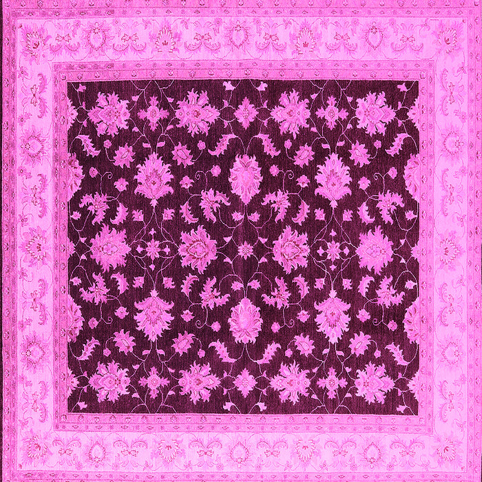 Square Machine Washable Oriental Pink Industrial Rug, wshurb943pnk