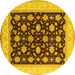 Round Machine Washable Oriental Yellow Industrial Rug, wshurb943yw