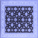 Square Machine Washable Oriental Blue Industrial Rug, wshurb943blu