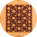 Round Oriental Orange Industrial Rug, urb943org