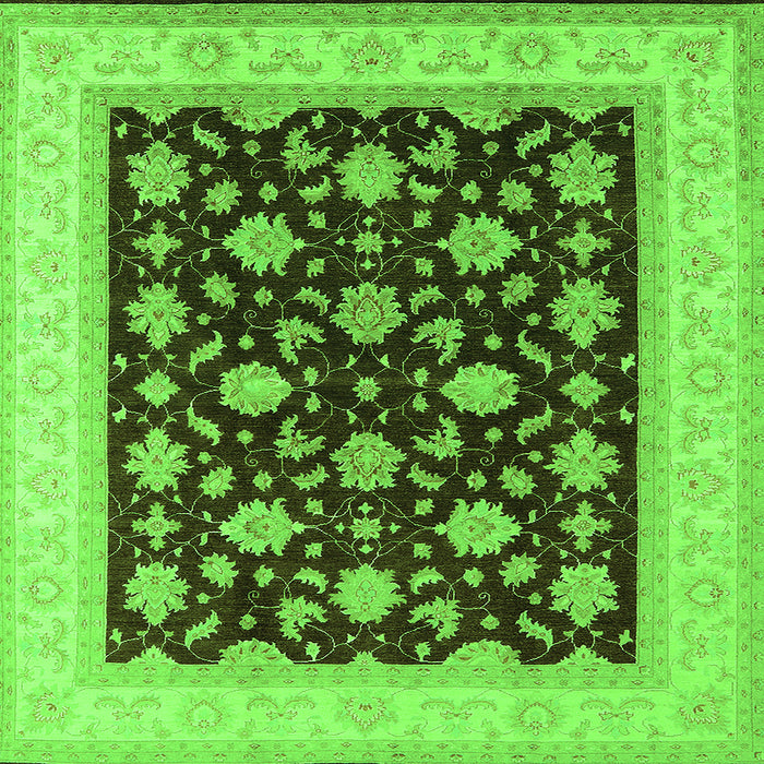 Square Machine Washable Oriental Green Industrial Area Rugs, wshurb943grn